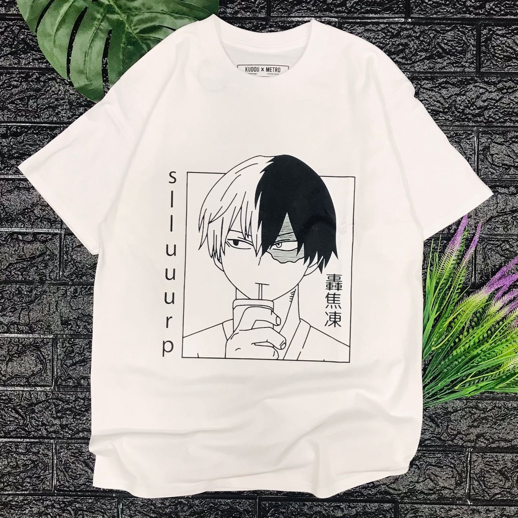 Tshirt Boku no Hero Shoto todoroki Black White