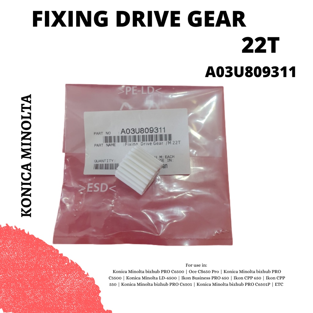 Fixing Drive Gear 22T Konica Minolta bizhub PRESS C6000 C7000 C6501