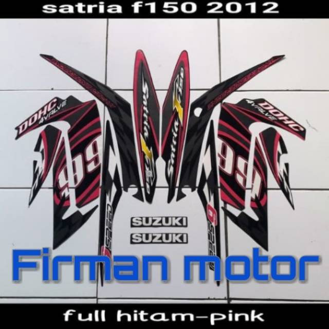 Stiker striping list body satria fu 2012 full hitam-pink