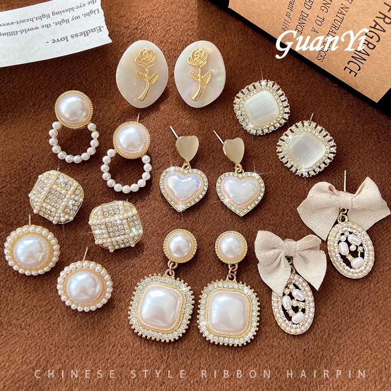 Anting Stud Mutiara Gaya Retro Korea Untuk Wanita