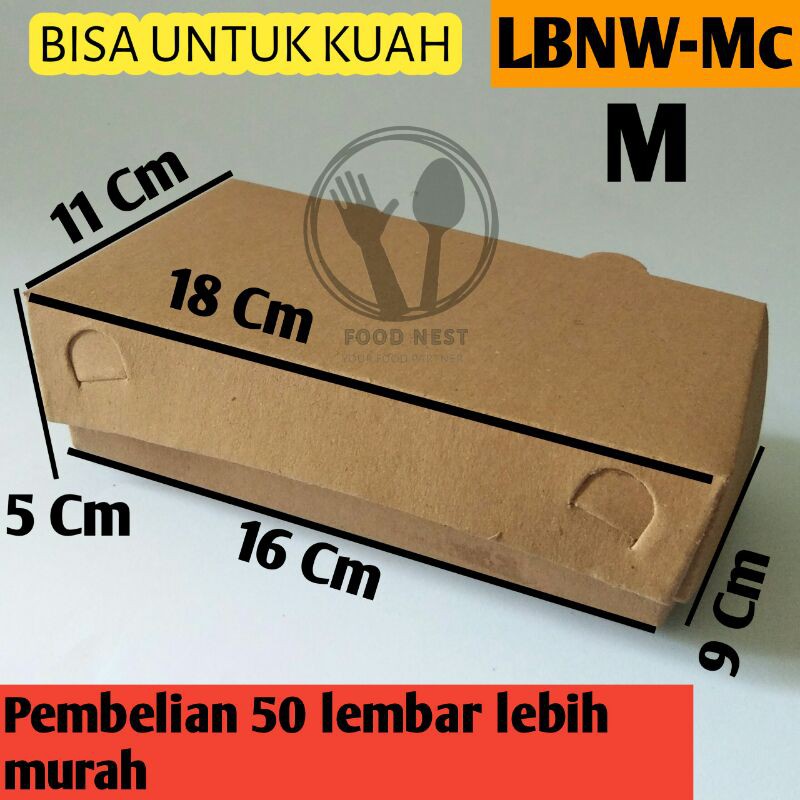 LUNCH BOX  PAPER KUAH KERTAS COKLAT KRAFT  KOTAK MEDIUM 