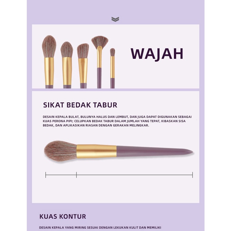 Set Kuas Makeup Make Up Brush Set 10pcs Free Dompet