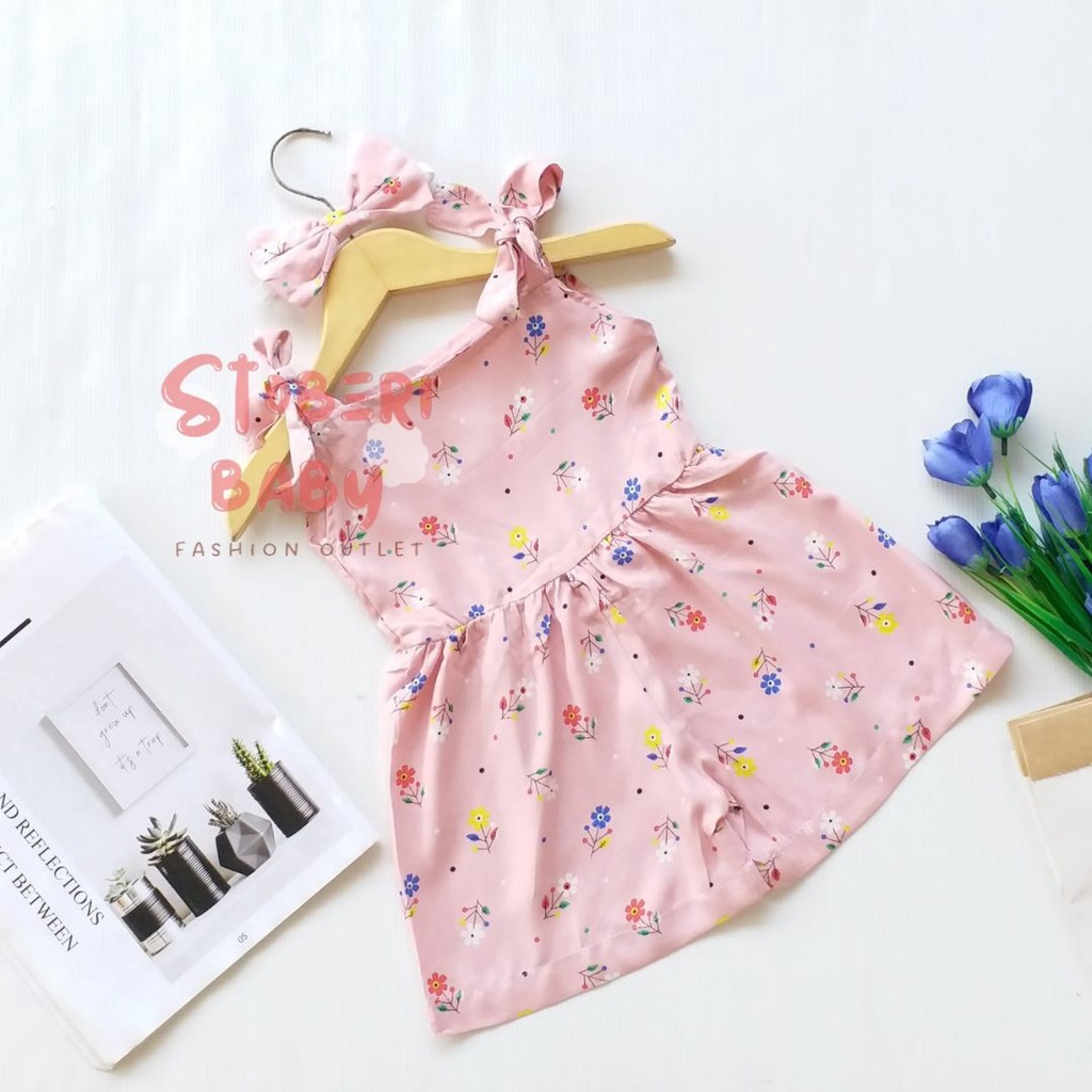 stoberi baby - BBB JUMPSUIT HANA setelan anak perempuan jumper bayi motif bunga lucu free headband PART 1