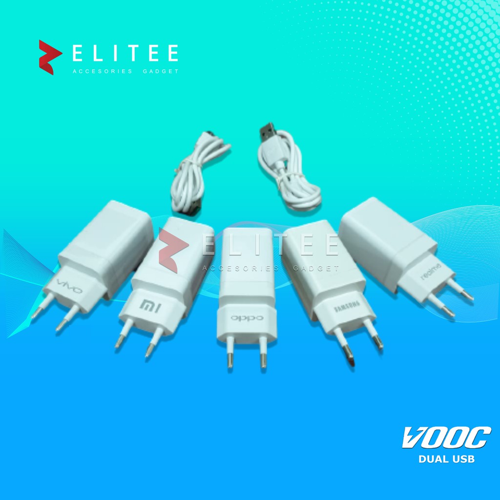 CHARGER BRANDED VOOC FAST CHARGING 2.A 2Ampere 2USB Ori 99%