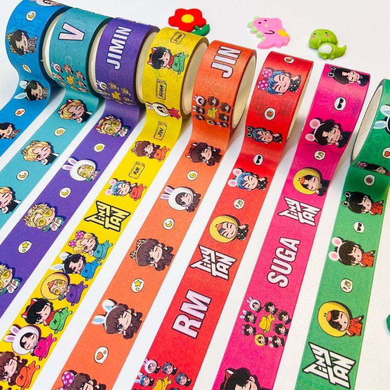 Stiker Kertasselotip Washi Gambar Kartun BTS Mentega Untuk Stationery