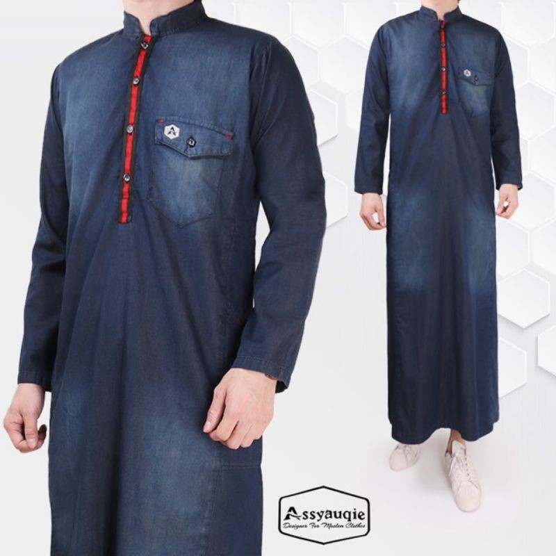Jubah assyauqie bahan denim