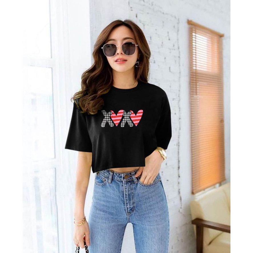 Flava_store - Crop Top Kaos X LOVE Murah Wanita