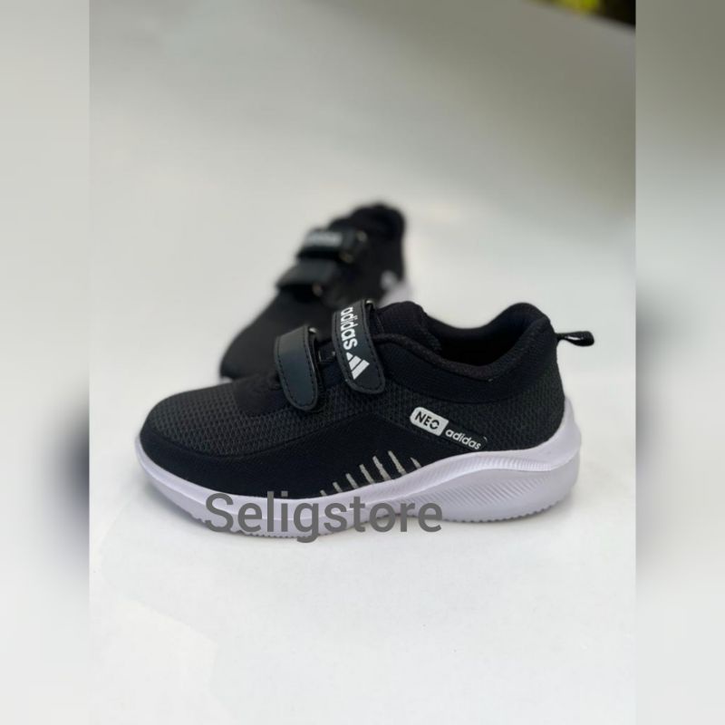 sepatu adidas neo anak sekolah tk sd smp sma size 28-40 hitam terlaris