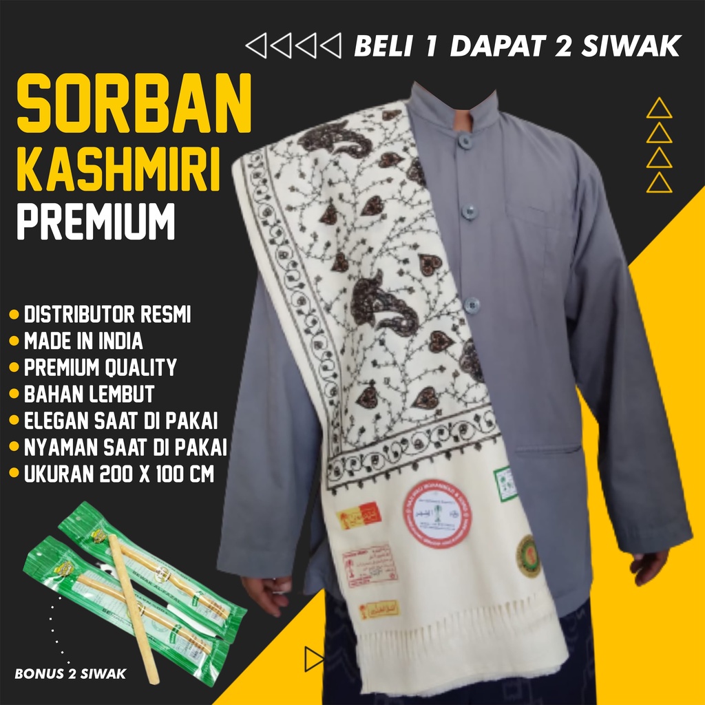 Sorban Kashmiri Premium Full Sulam Motif Akar Original Habib Bahar Surban Kasmiri Original Premium S