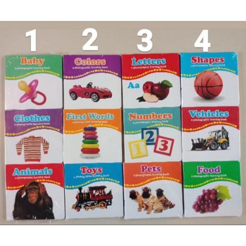 

Set Boardbook benda huruf angka hewan gambar asli isi 12
