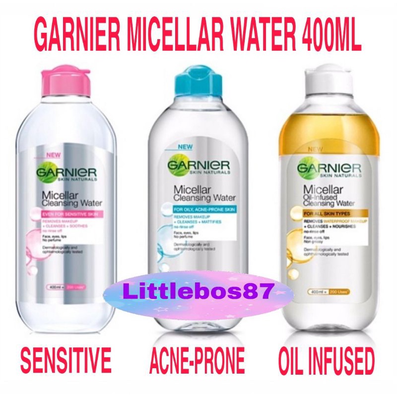 [TERMURAH!!] Garnier Micellar Water 400ml / Pink Biru Kuning Biphase Oil 400 ml Pembersih Make Up Waterproof