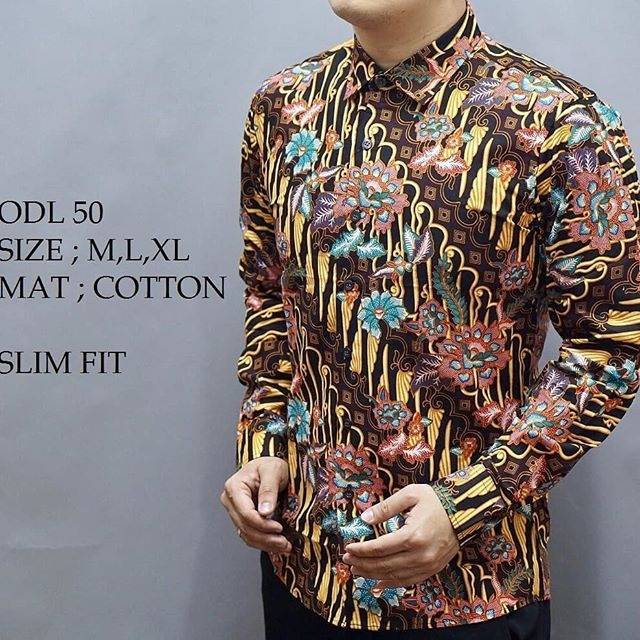 KEMEJA BATIK SLIM FIT | MOTIF UNIK ODL50 | BAJU PRIA MEWAH SLIMFIT | MIXCLOTHING