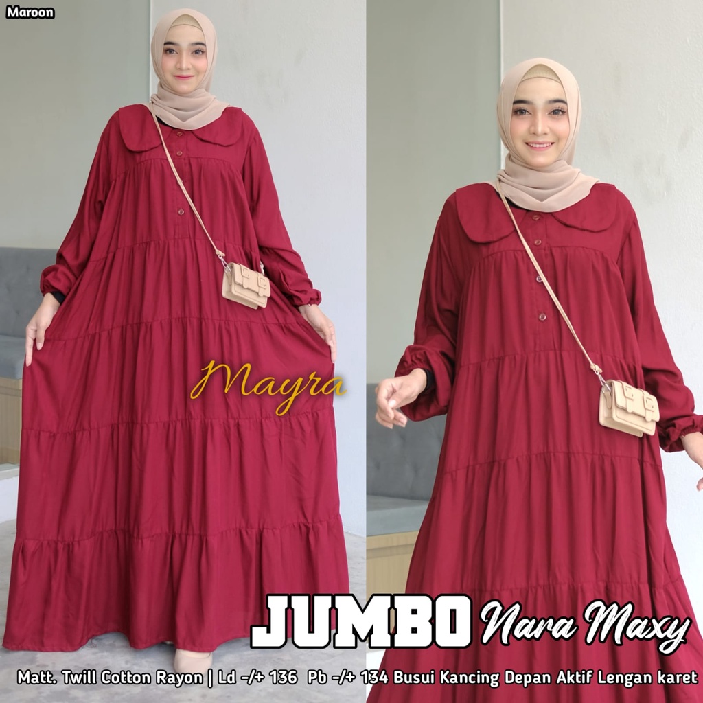 Baju GAMIS XXXXL LD 140 JUMBO Super PB 140 TOYOBO - BADAN GEMUK IBU HAMIL UKURAN BIG SIZE 298-NARA MAROON