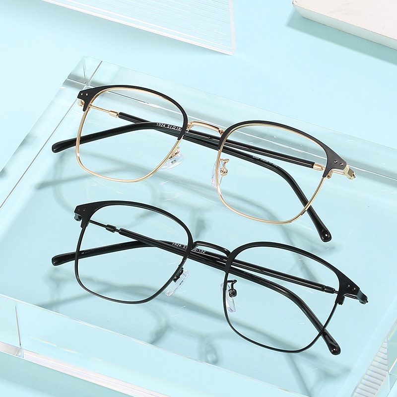 Fashion Kacamata Photochromic Anti-Blue Light 2 in 1 / Kacamata Retro Metal Square