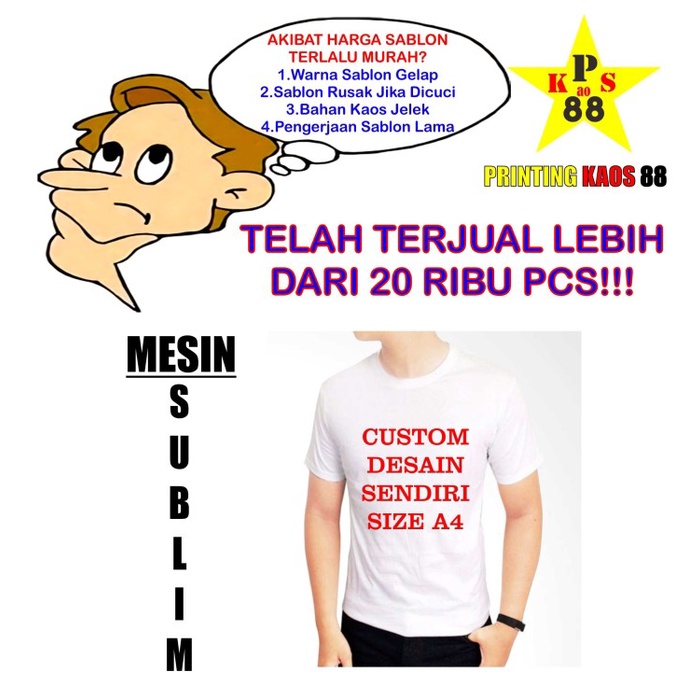 KAOS CUSTOM MURAH - BAJU CUSTOM PUTIH DEWASA - KAOS PRINTING DTG