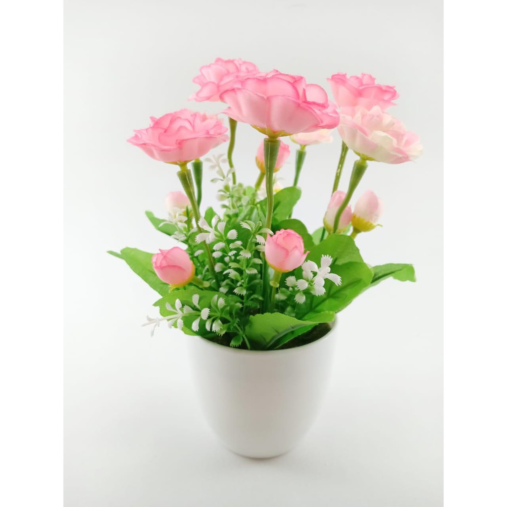 COD BUNGA PLASTIK BUNGA PAJANGAN IMITASI BUNGA ARTIFISIAL BUNGA MAWAR TANAMAN HIAS BR2214-PINK