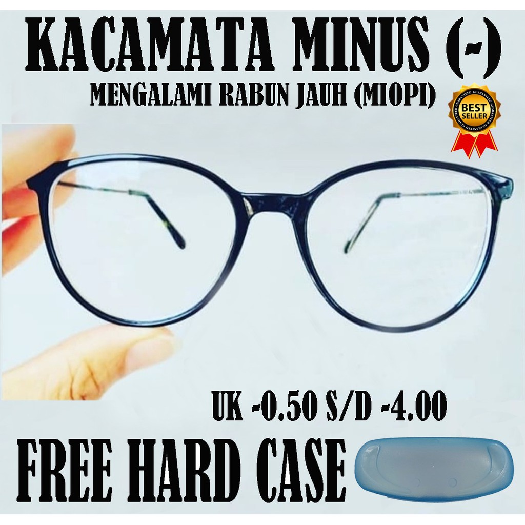 Kacamata Minus Berkualitas (-) Oval kacamata rabun jauh ukuran 0.50 Sampai 4.00 Free Case Kacamata Jarak Jauh pria dan wanita