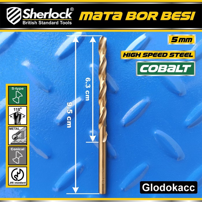 Mata Bor Besi 5 mm / Sherlock JIS Standard High Speed Steel Cobalt (1 Pcs)