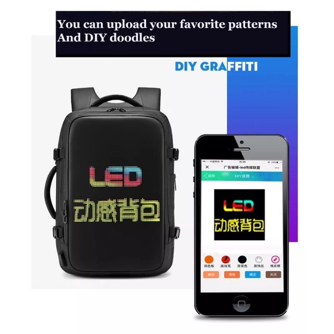Tas ransel layar LED, display layar elektronik