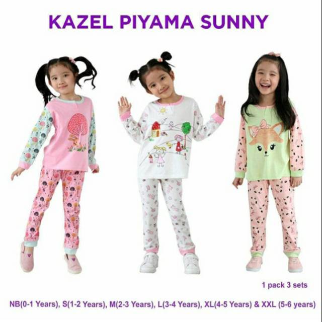 Kazel piyama sunny edition/ piyama anak kazel/ baju tidur anak perempuan