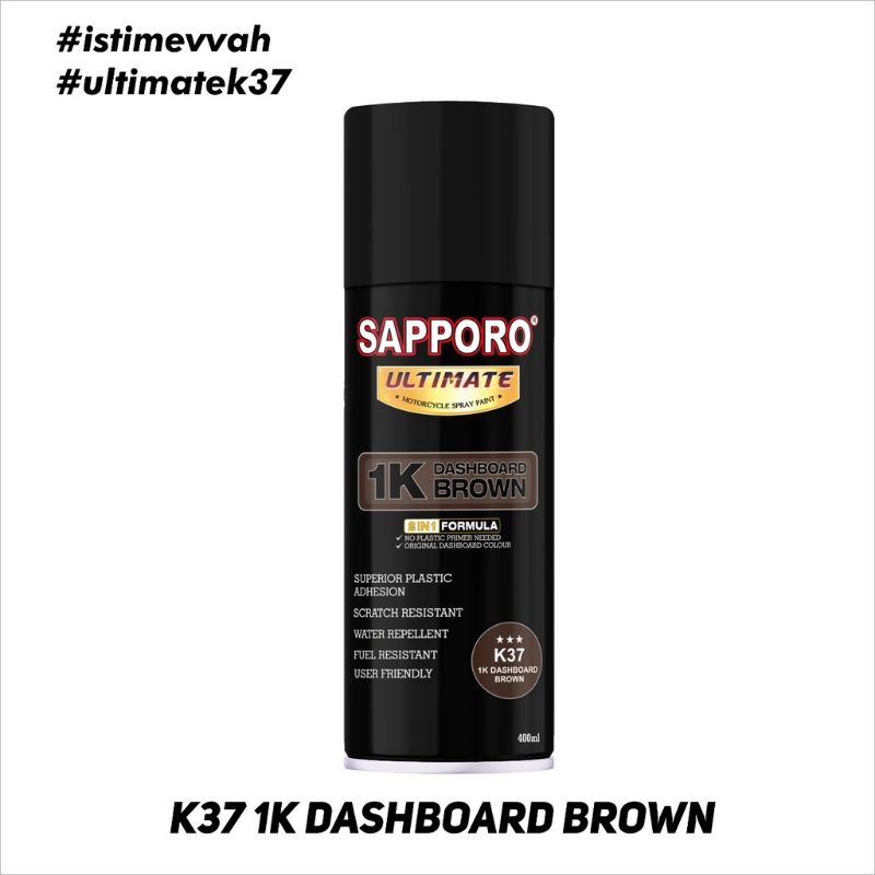 SAPPORO ULTIMATE K37 1K DASHBOARD BROWN COKELAT CAT SEMPROT AEROSOL SPRAY PAINT WARNA COKLAT saporo 