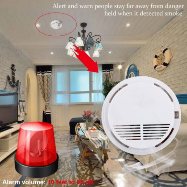 Alarm Asap Kebakaran Rumah Fire Smoke Sensor Detector Security System