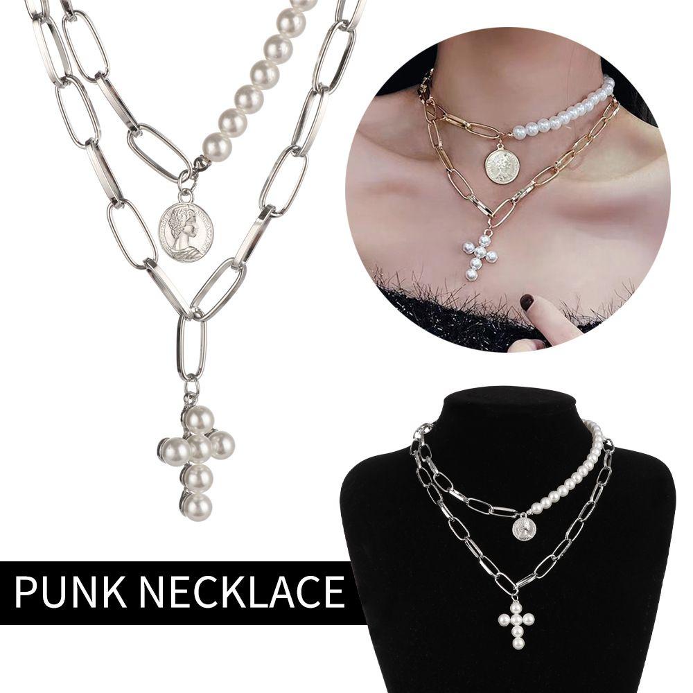 Lily Punk Kalung Pesona Perak Emas Wanita Pria Bib Choker