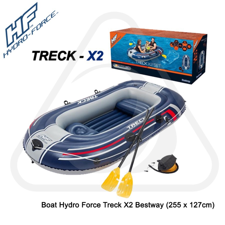 Perahu Karet Vynil Boat Hydro Force Treck X2 Bestway Sekoci Rubber Danau Sungai Laut (255 x 127cm)