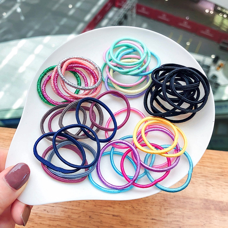 100pcs Girls Simple Hair Elastic Hair Rubber,Colorful Elastic Hair Bands,Scrunchie Hair tie