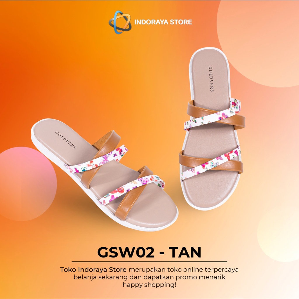 INDORAYA STORE – sandal wanita Synthetic Leather tali silang – sandal wanita motif bunga GSW-02