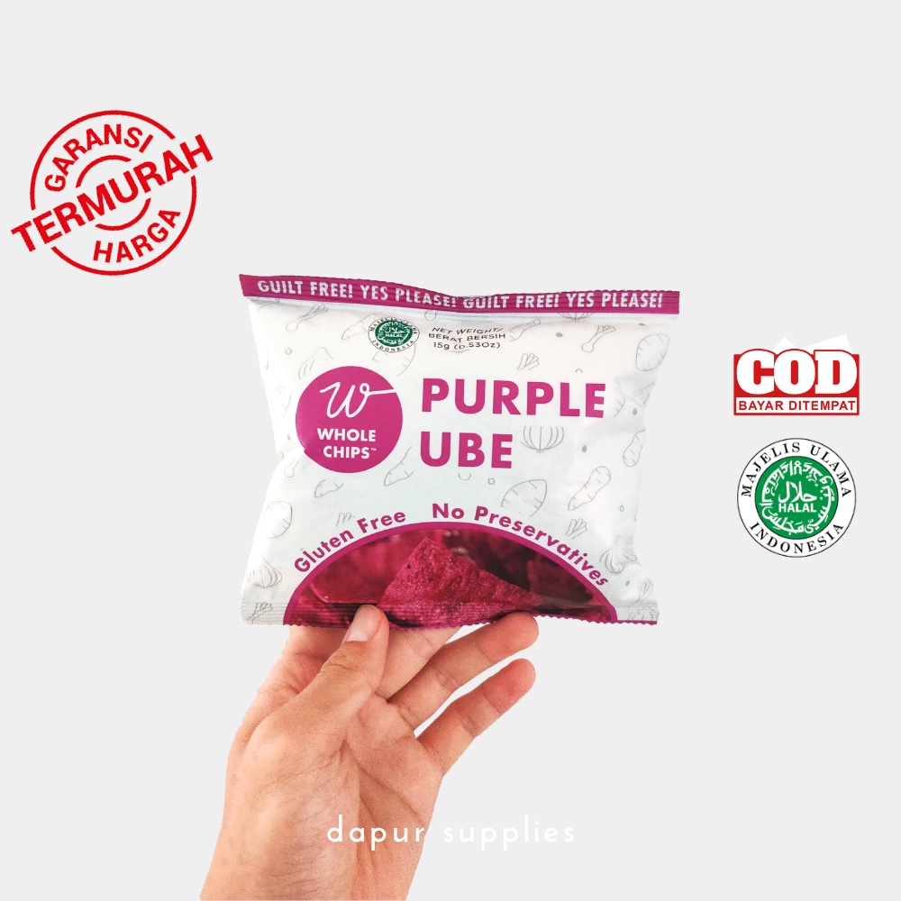 Whole Chips Keripik Ubi Ungu 15gr / Gluten Free Keripik Ubi Halal Sehat Bebas MSG / Whole Chips Purple Ube