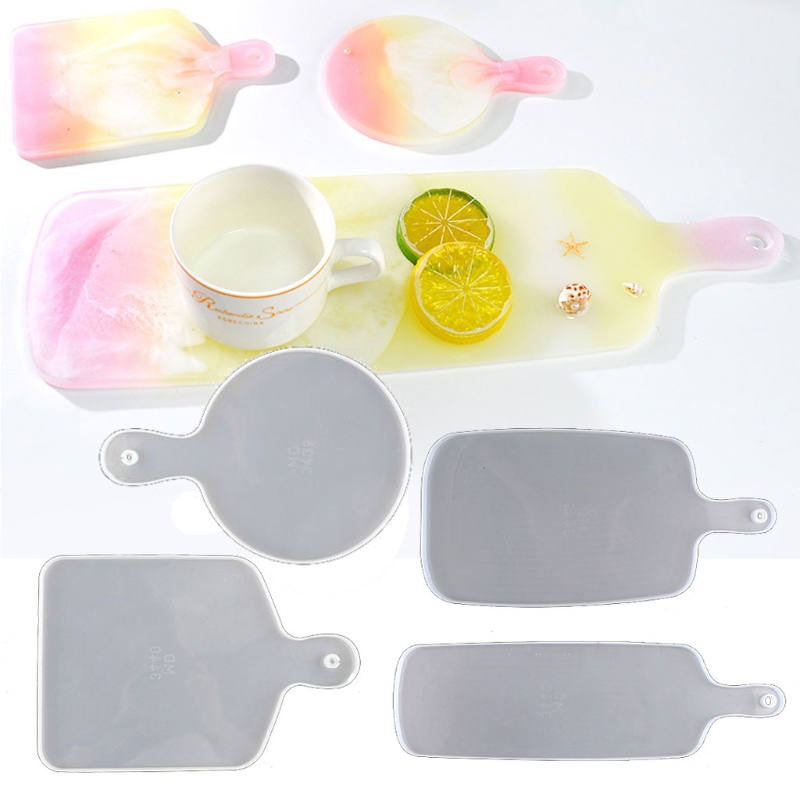 SIY  4Pcs Resin Silicone Tray Molds Casting Mold Kit  Large Serving Handle Board Epoxy Resin DIY Mould Craft Tools Home Decor