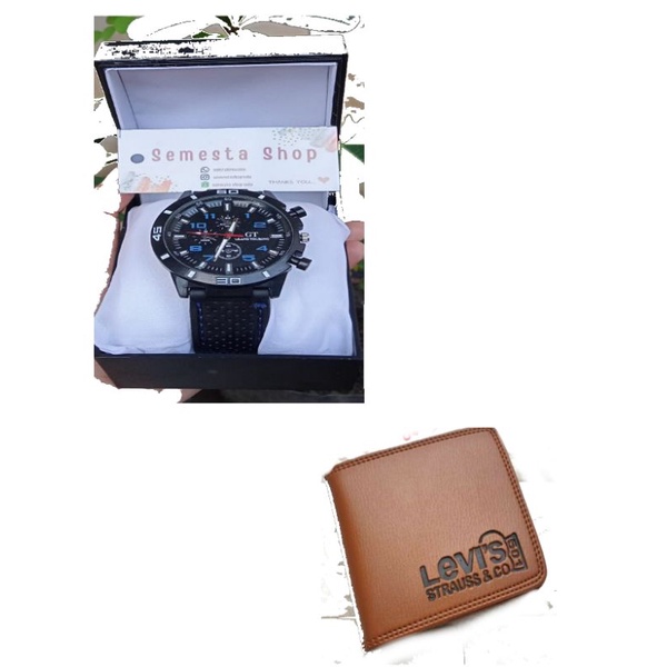 COD Paket keren kado ulang tahun jam tangan dan dompet pria termurah
