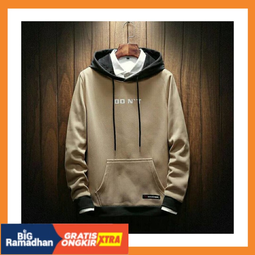 POLOS MOTIF MERAH PUTIH HITAM BIRU KUNING ASLI / Sweater Hoodie Pria Dont white Sweater hodie