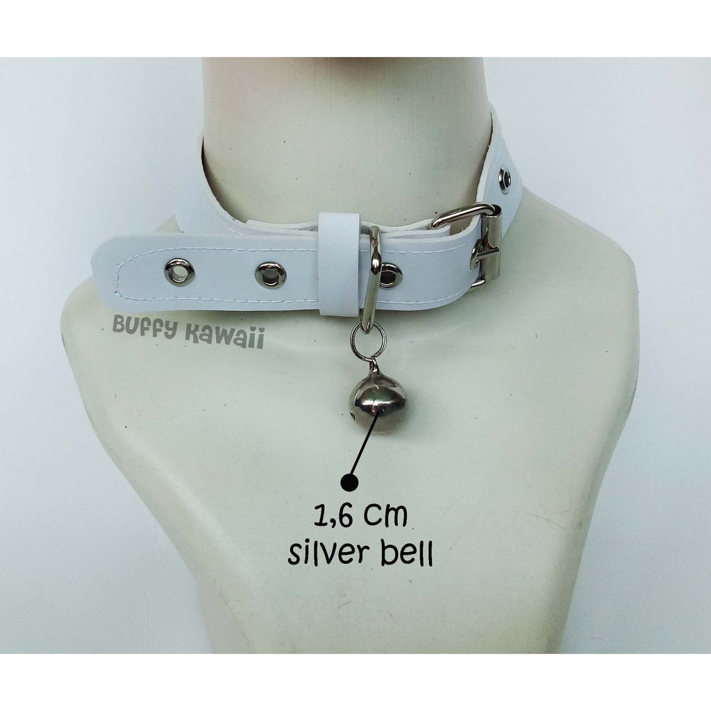 Collar choker belt leather cosplay pet cat dog harajuku goth vintage bell chain neko