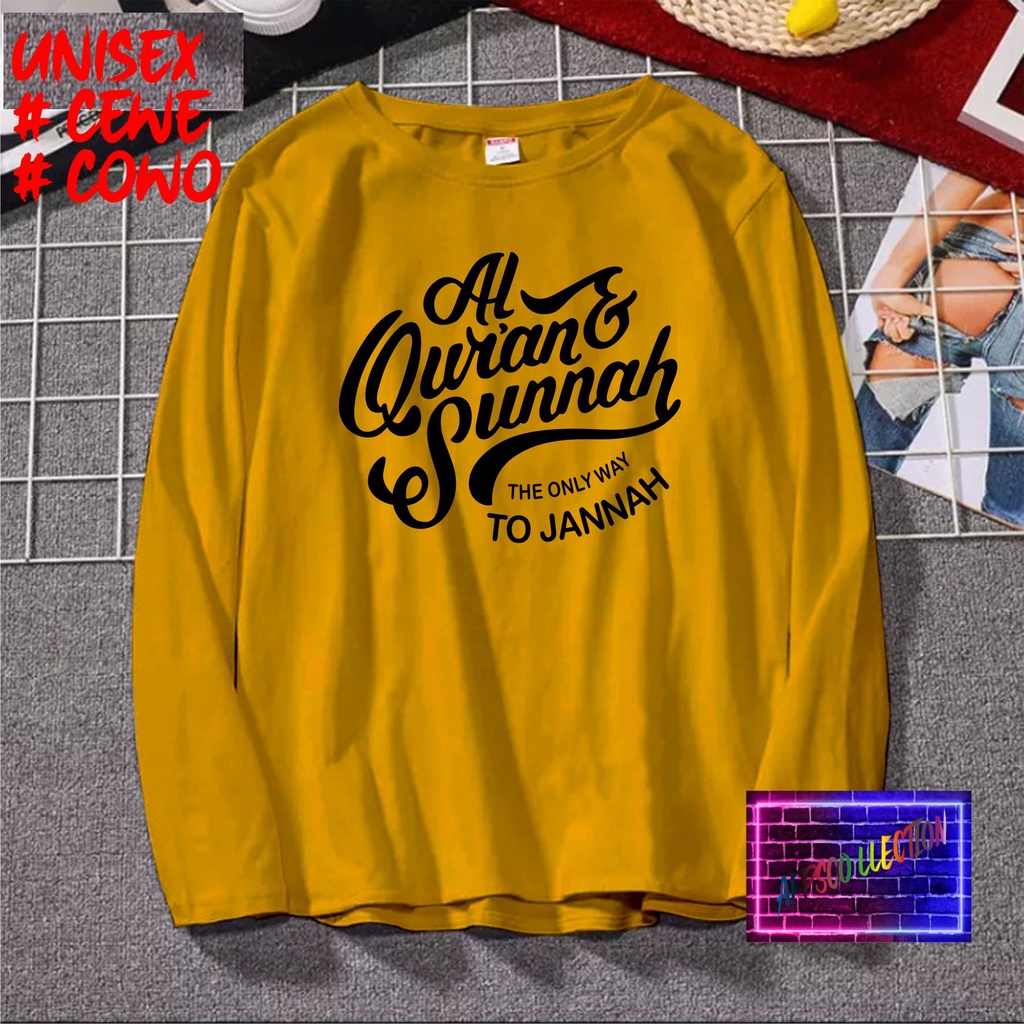 COD/ KAOS ALQURAN  SUNNAH TO JANNAH /KAOS TULISAN/KAOS SANTRI KEKINIAN/KAOS DAKWAH/KAOS ISLAM/SANTRIWATI/KAOS HITS 2022/KAOS BERGAMBAR KAOS EKSPRESI KAOS PRIA TSHIRT WANITA Santai Crew Neck V-Neck Slim-fitting Polos Setrip Hitam Putih Crew Neck