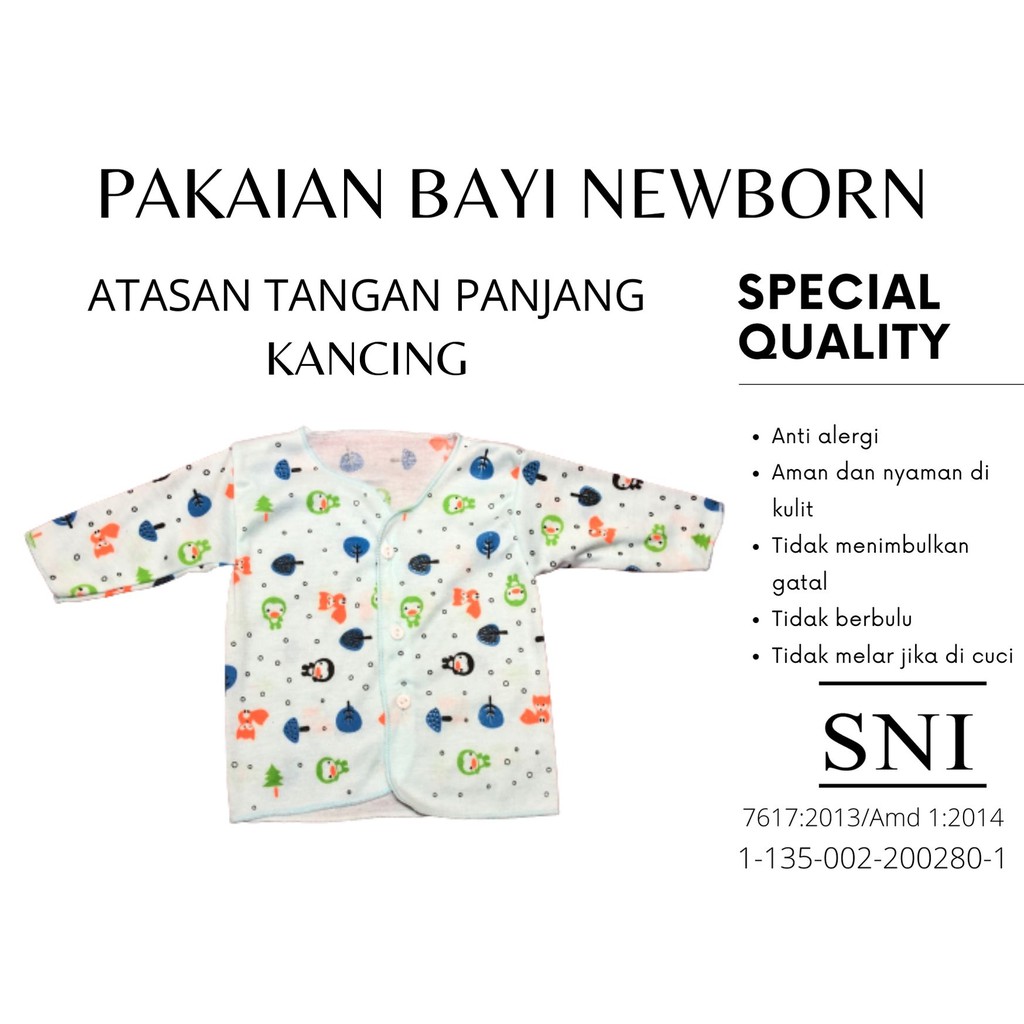 baju panjang bayi new born motif animel