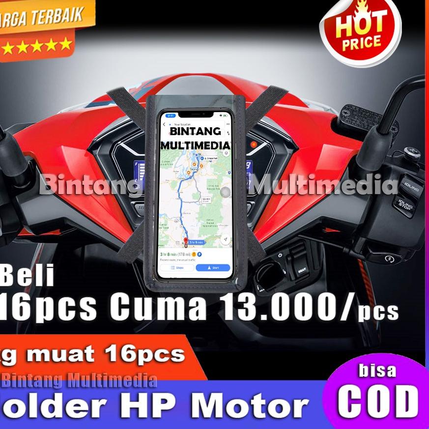 Terlaris➨ Phone Holder HP Waterproof untuk di Motor Anti Air Tas Gojek Grab Layar Sentuh Touchscreen