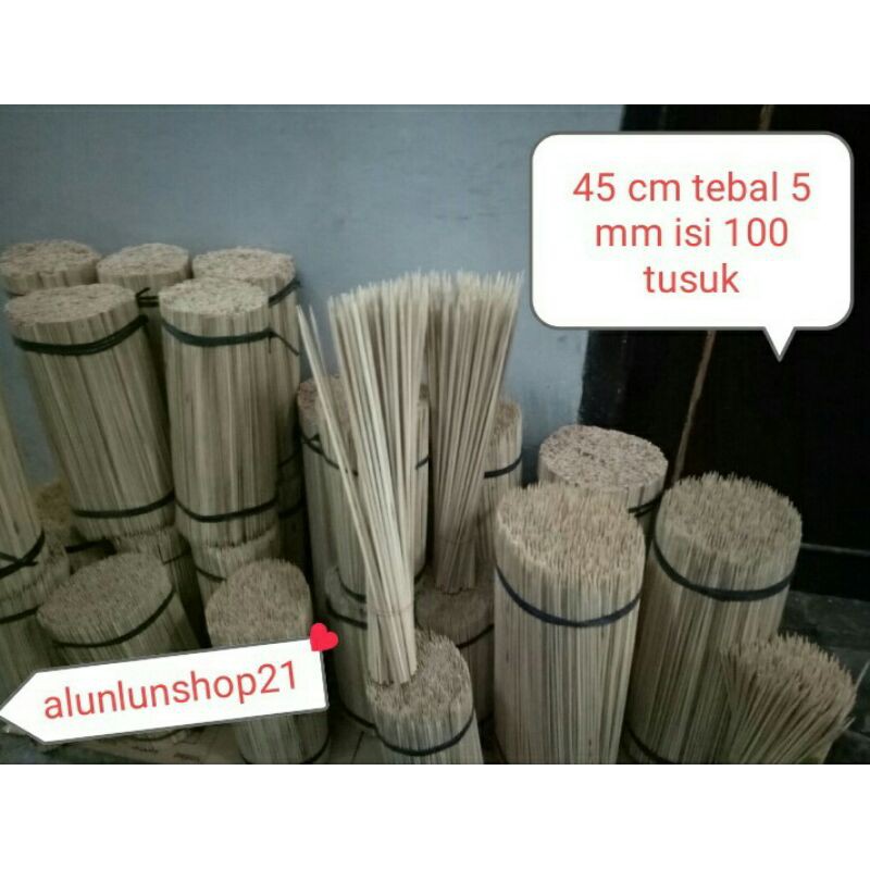 Tusuk sate panjang 45cm runcing & tumpul isi 100 pcs tebal 5 mm // Tusuk sate seafood bakar Serbagun