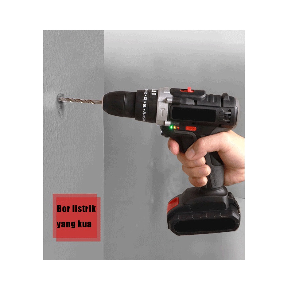 Bor Listrik Bor Tanpa kabel 98V Set Lengkap Mata Bor Cordless Drill Full Set Of Drill Bits Bor Mesin Elektrik Drill Set Reversible Mesin Bor Tangan Listrik Ready Stock