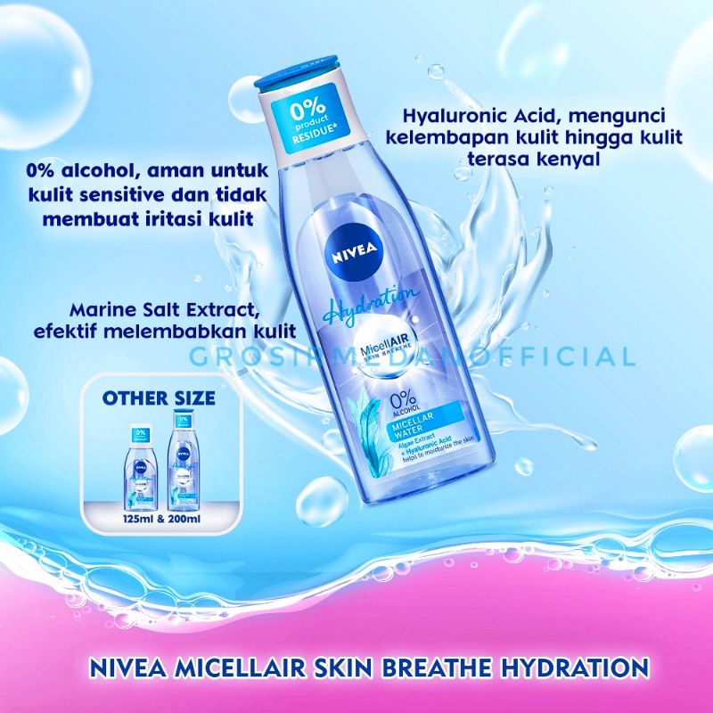 NIVEA MICELLAR WATER - MICELLAIR SKIN - PEMBERSIH MAKE UP TANPA DIBILAS