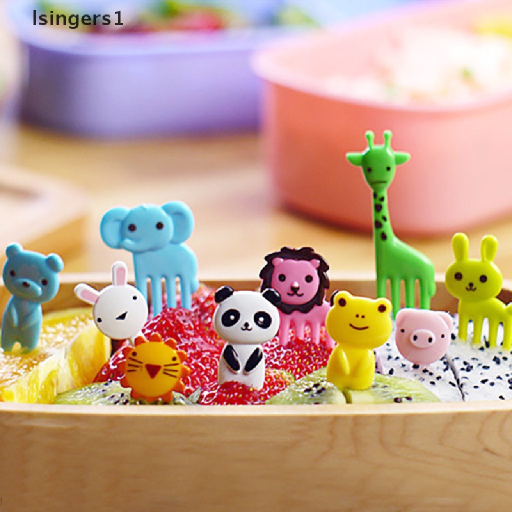 (lsingers1) 10pcs / Set Tusuk Gigi Mini Motif Kartun Hewan Lucu