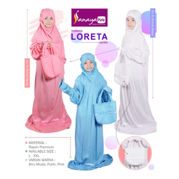 Mukena Anak Terusan Loretta Laura Original Brand by Sanaya Kids-1