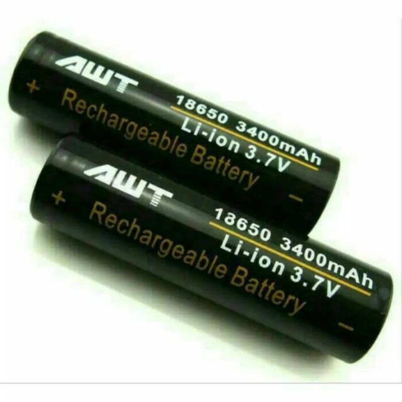 BATRE BATERAI VAPOOR  AWT HITAM 18650 3400 mAh HARGA 1 BIJI BATERAI