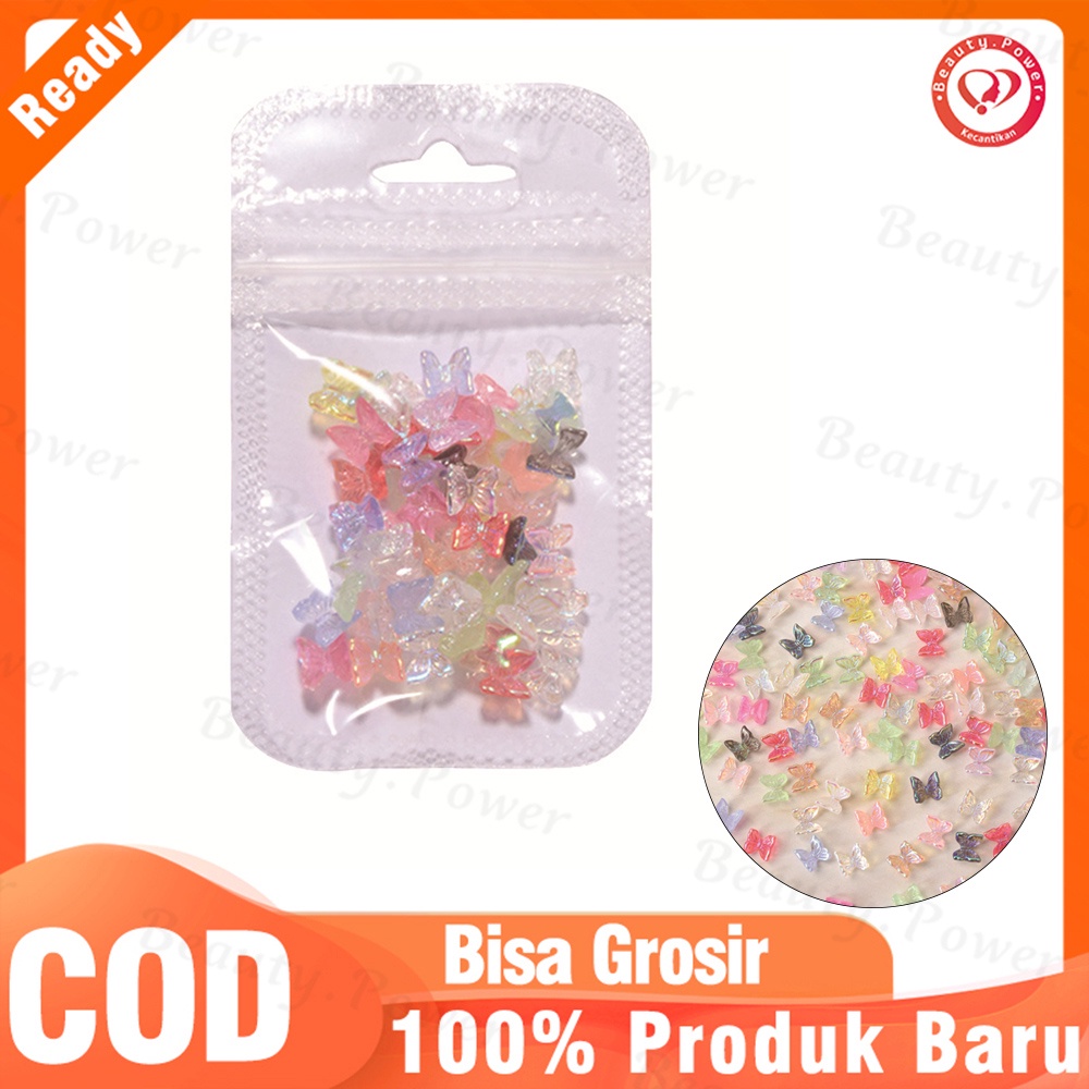 50pcs Butterfly Warna-Warni Ukuran 65mm Untuk Aksesoris Nail Art Diy