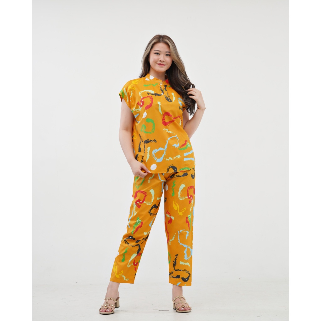 IZANY Piyama Dewasa Daily Set / One Set Aeon all size Lengan Pendek Allsize-HAVANA MUSTARD