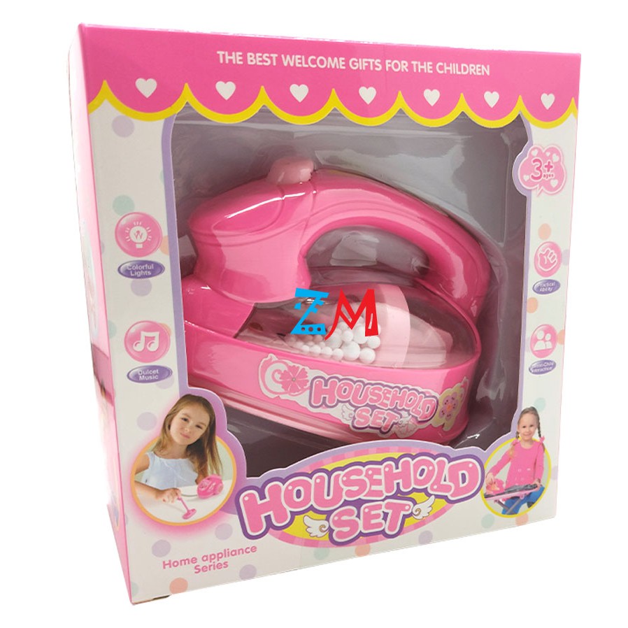 Mainan Anak HOUSEHOLD SET Setrika JK12 Ada Lampu Strika - Gosokan Baju-2