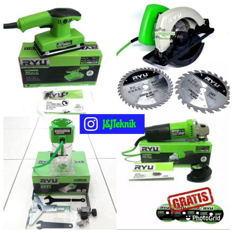 Paket Hemat Ryu Sander Ryu + Circularsaw Ryu + Trimmer Ryu +Grenda Ryu
