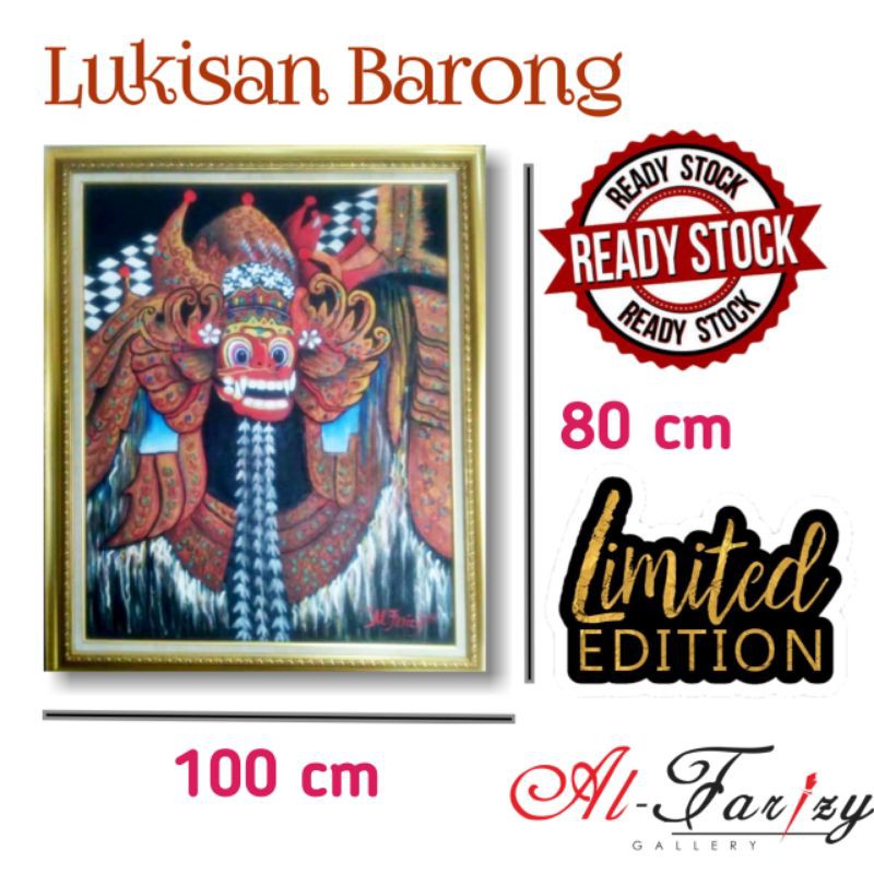 Lukisan Barong Unik Minimalis Kanvas Ukuran 80x100 cm lengkap dengan frem