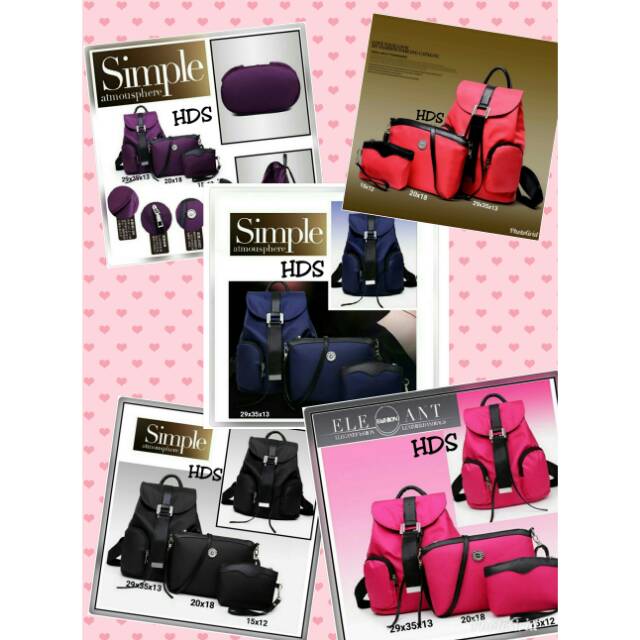Simple atmosphere Backpack 3in1 Tas FashionRanselGendong Lucu Sekolah Anak Cewek Murah Lokal Bandung